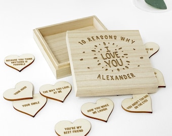Personalised Wooden '10 Reasons Why I Love You' Box
