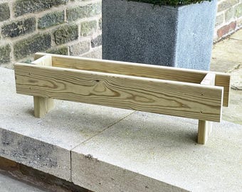Handmade Small Wooden Planter: Solid Pine Window Box