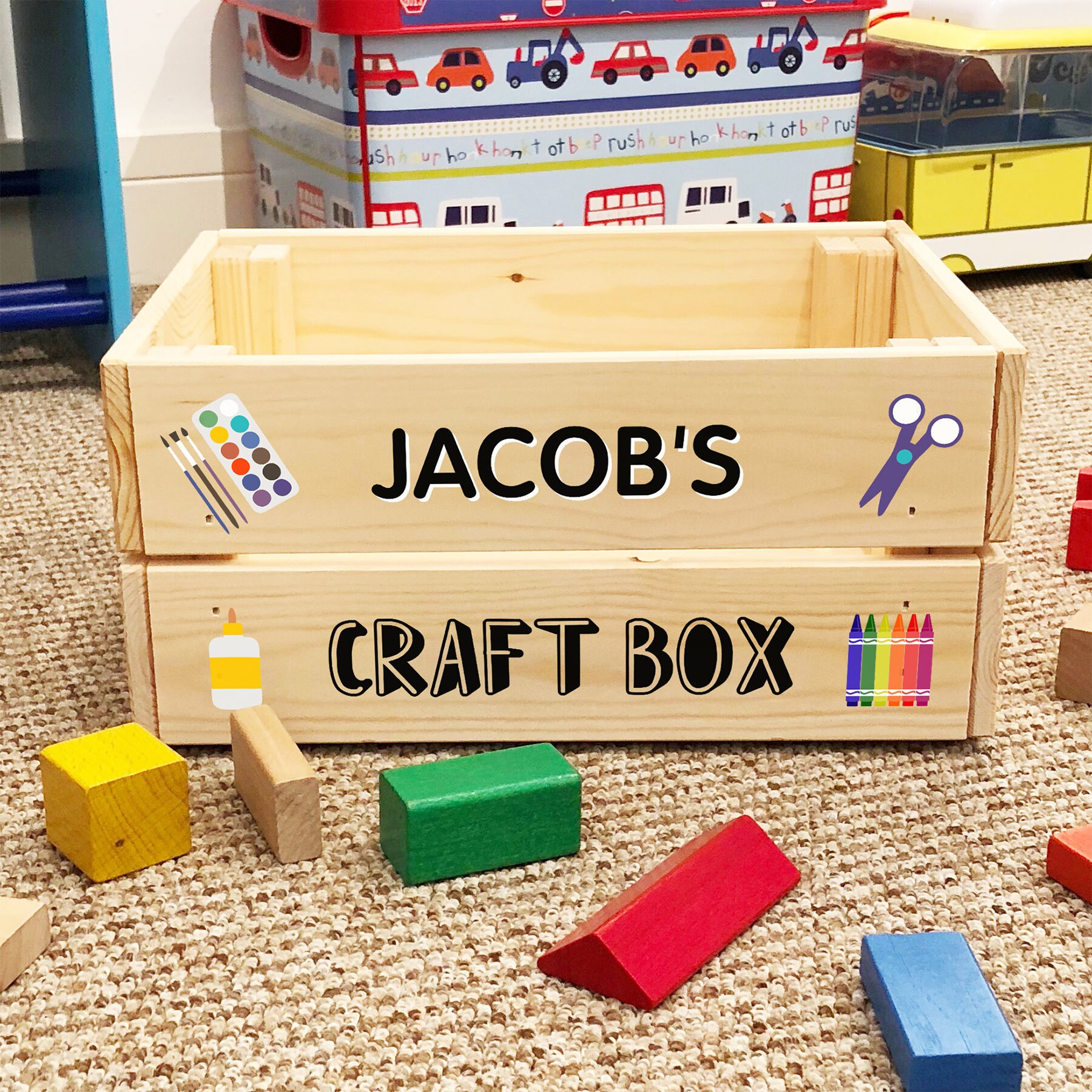 Personalised Wooden Arts & Crafts Box for Kids BOY GIRL | Etsy