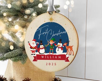 Personalised Baby's First Christmas Ornament: Handmade Wooden Keepsake