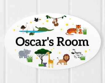 Personalised Wild Animals Nursery Door Sign: Safari Theme Plaque