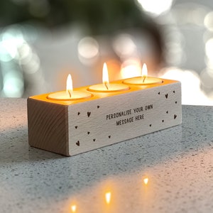 Personalised Custom Wooden Tealight Candle Holder Keepsake Gift - Birthday Gift - Christmas Gift - Anniversary Gift - Thank You Gift