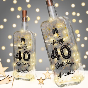 Personalised Light Up Bottle Milestone Birthday Gift - 16th 18th 21st 30th 40th 50th 60th 70th 80th 90th