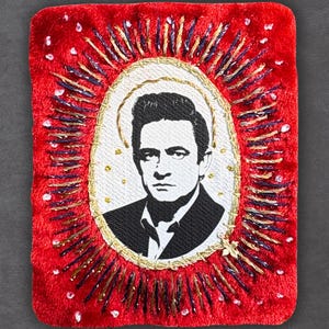 Johnny Cash Patch, Man in Black Portrait, Hand Stitched Music Relic, One of One Badge for Battle Jackets and Denim