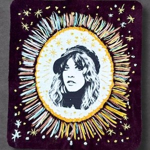 Stevie Nicks Velvet Patch, Embroidered Fleetwood Mac Sew On Patch for Classic Rock Music fan gift. Gold Dust Woman Legend
