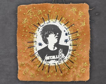 Ryan Adams Vintage Gold Velvet Patch - Alt Country Battle Jacket Patch - Sew On Wearable Art