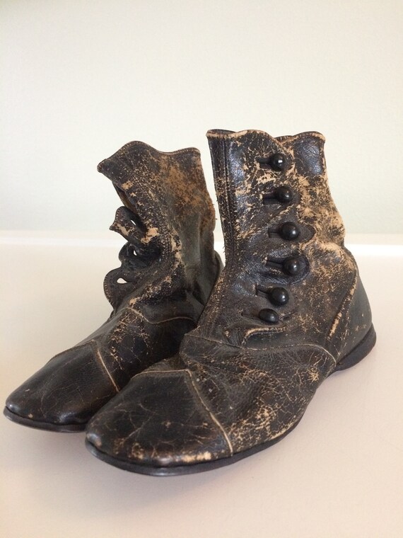 Antique Children's Leather Shoes/Girls/Edwardian E