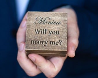 will you marry me box , Personalized engagement ring box , Proposal wood ring box