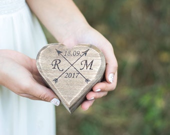 Rustic Boho Bear Wedding Ring Box - Woodland Ceremony ring holder