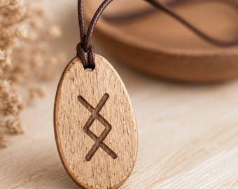 Wood Viking necklace, futhark Runes Gift for him, vegvisir necklace