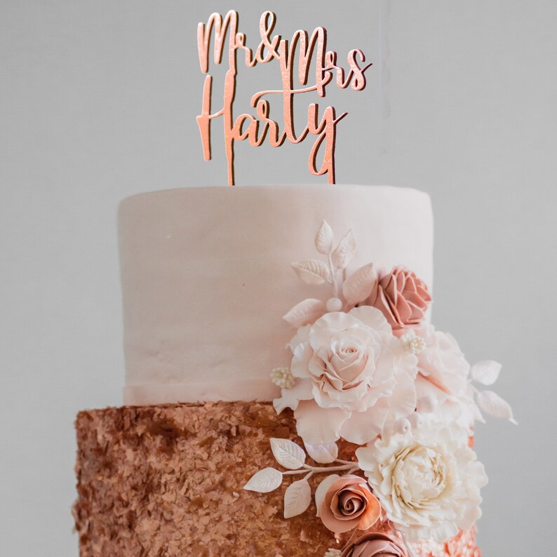 Wedding cake topper, Mr Mrs Wedding Topper , wood cake topper, Custom Wedding topper Copper