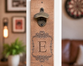 Personalized Wooden Wall Bottle Opener with Magnet