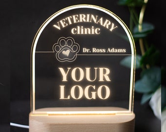 Tierarzt-Klinik-Geschenk, Tierarzt-Arzt-Schild, LED-Licht, Willkommens-Schreibtischschild, Veterinärlampe