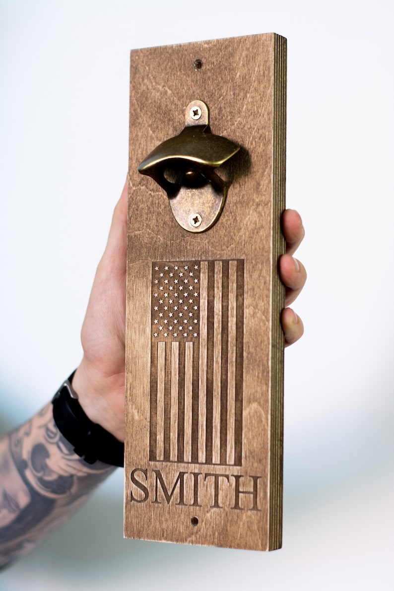 Wooden bottle opener, personalized wall bottle opener, magnet bottle opener Option 5