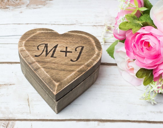 Wedding Moss Ring Box Pillow Ring Bearer Rustic Ring Box Heart Etsy