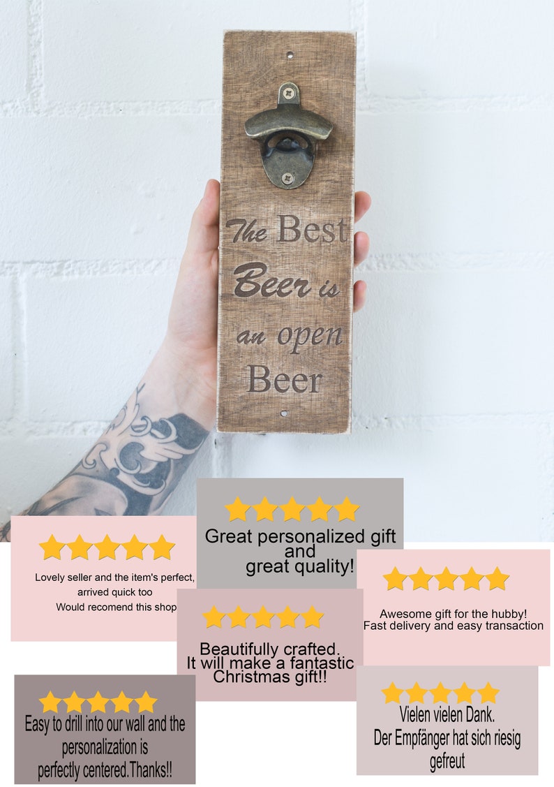 Wall bottle Opener , Best Beer Opener, dad gifts beer , Father's day gift for him image 3