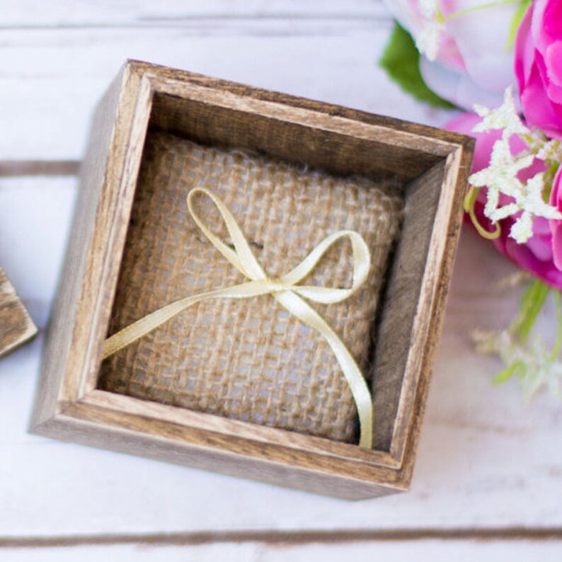 Wedding Ring Box Bearer Personalzed wooden Sunflower wedding engraved Ring Holder Heart ring