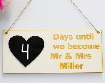 Wedding Countdown Sign, Countdown to Our Big Day, Chalkboard Decor