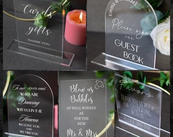 acrylic sign wedding, wedding arch, clear signs, wedding acrylic favors sign