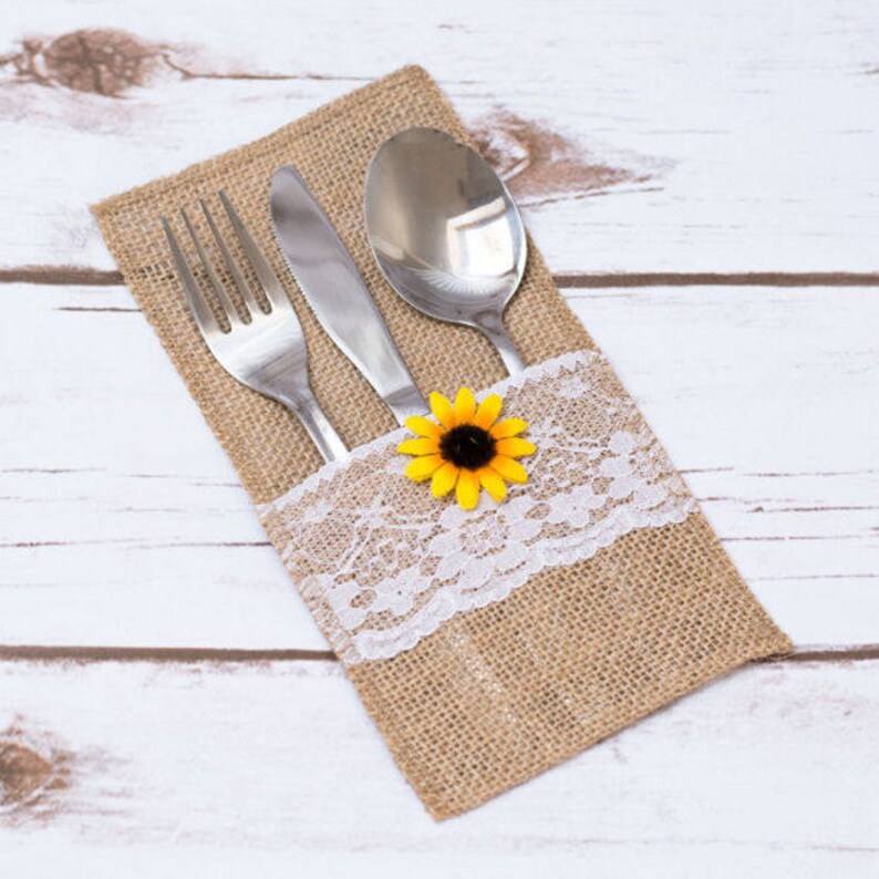 Cutlery Holder Wedding Burlap Rustic cutlery holders Buck Doe Etsy