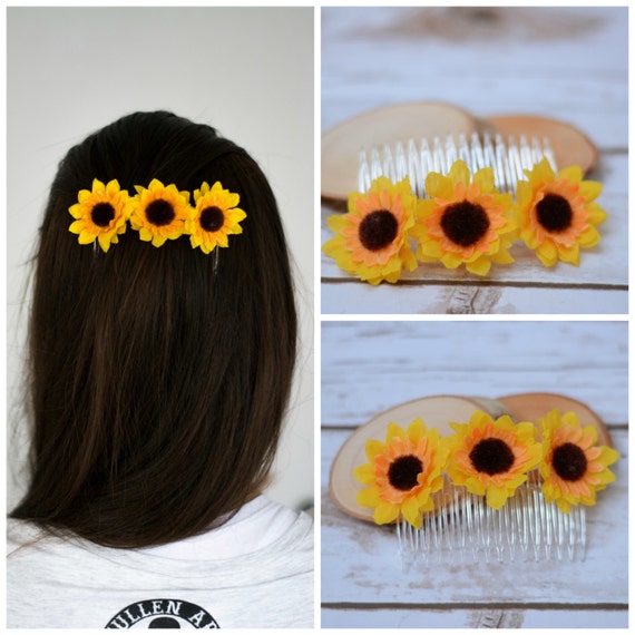 Flower Girl Hair Clip Comb Sunflower Hair Barrette Hair Accessories Sunflower Clip Wedding