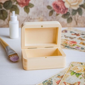 Omålade träaskar | DIY-hantverkslådor med magneter | Decoupage smyckesförvaring