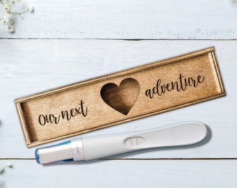 Pregnancy test Box, baby announcement, Engraved pregnancy announcement box