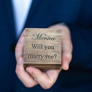 Personalized Will You Marry Me - Proposal  Box - Wooden Engagement Ring Box - Christmas & Valentines Gift , Ring Bearer Box