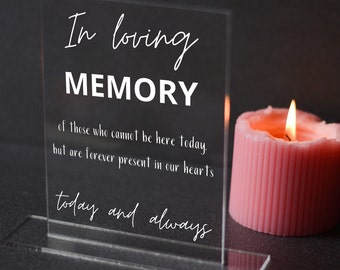 Forever in Our Hearts Memorial Sign, Wedding Memorial Acrylic Plaque