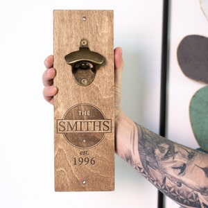 Wooden bottle opener, personalized wall bottle opener, magnet bottle opener image 4