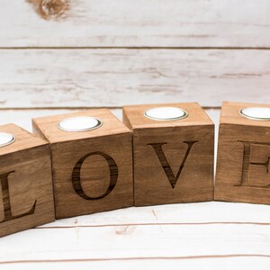 Love Wooden candle holder ,  candle holder, Tea lights holder