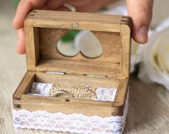 Hochzeit Ring box Ringkissen Ringbox Rustik holz Ringbox herz