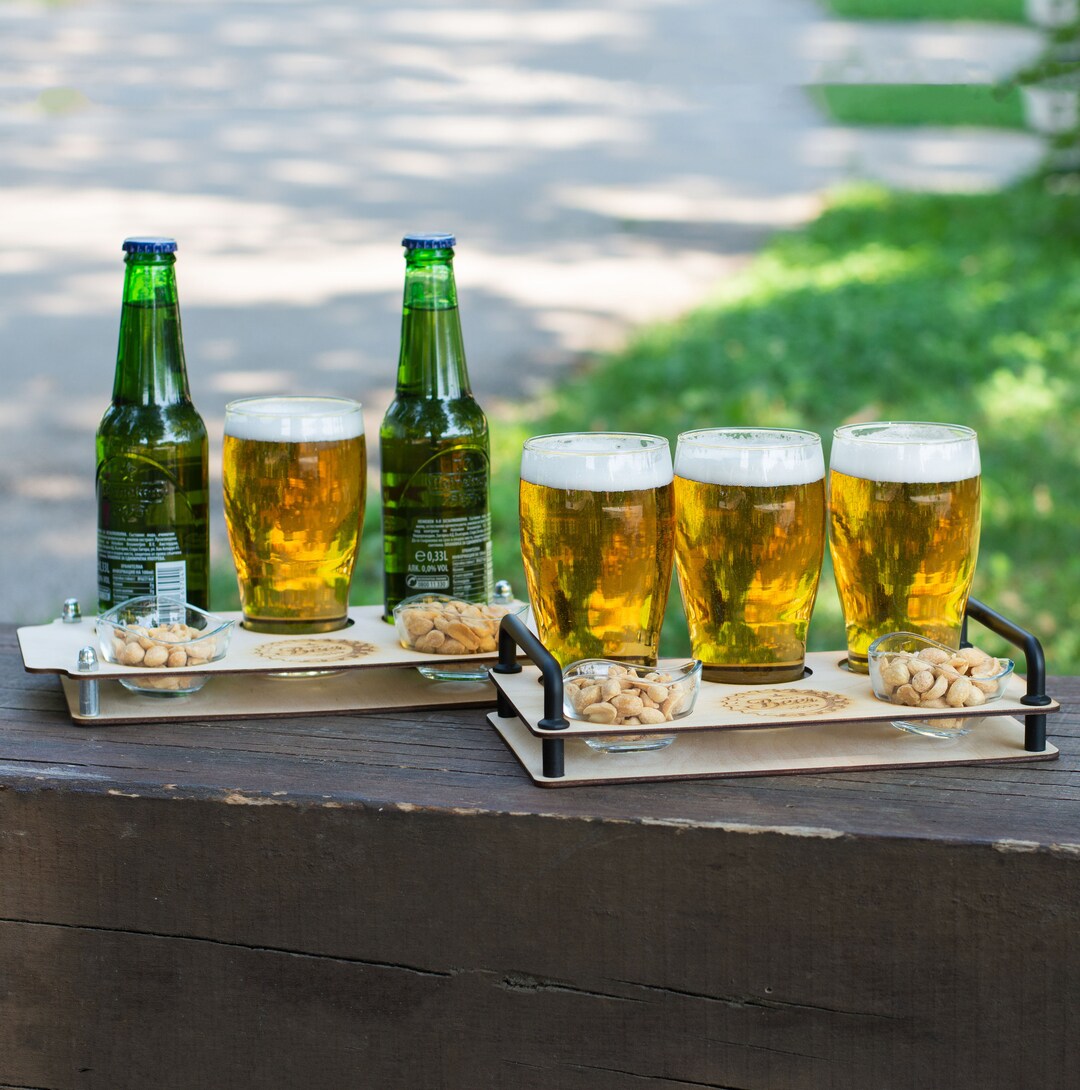 Beer Tray Beer Flight Board With Handles Personalized Drink Etsy
