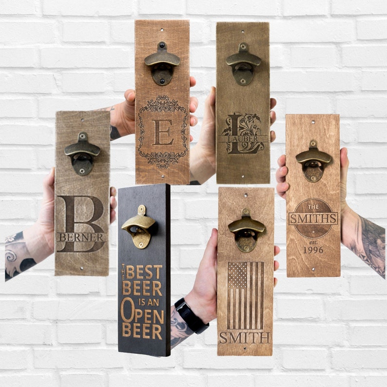 Personalized Bottle Opener , Wall Beer Opener , man cave Bar Opener