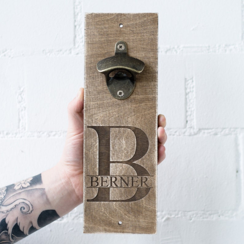 Wooden bottle opener, personalized wall bottle opener, magnet bottle opener image 5