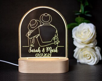 Custom Anniversary Gift , Dating Couple Gift, Husband gift , Led Light