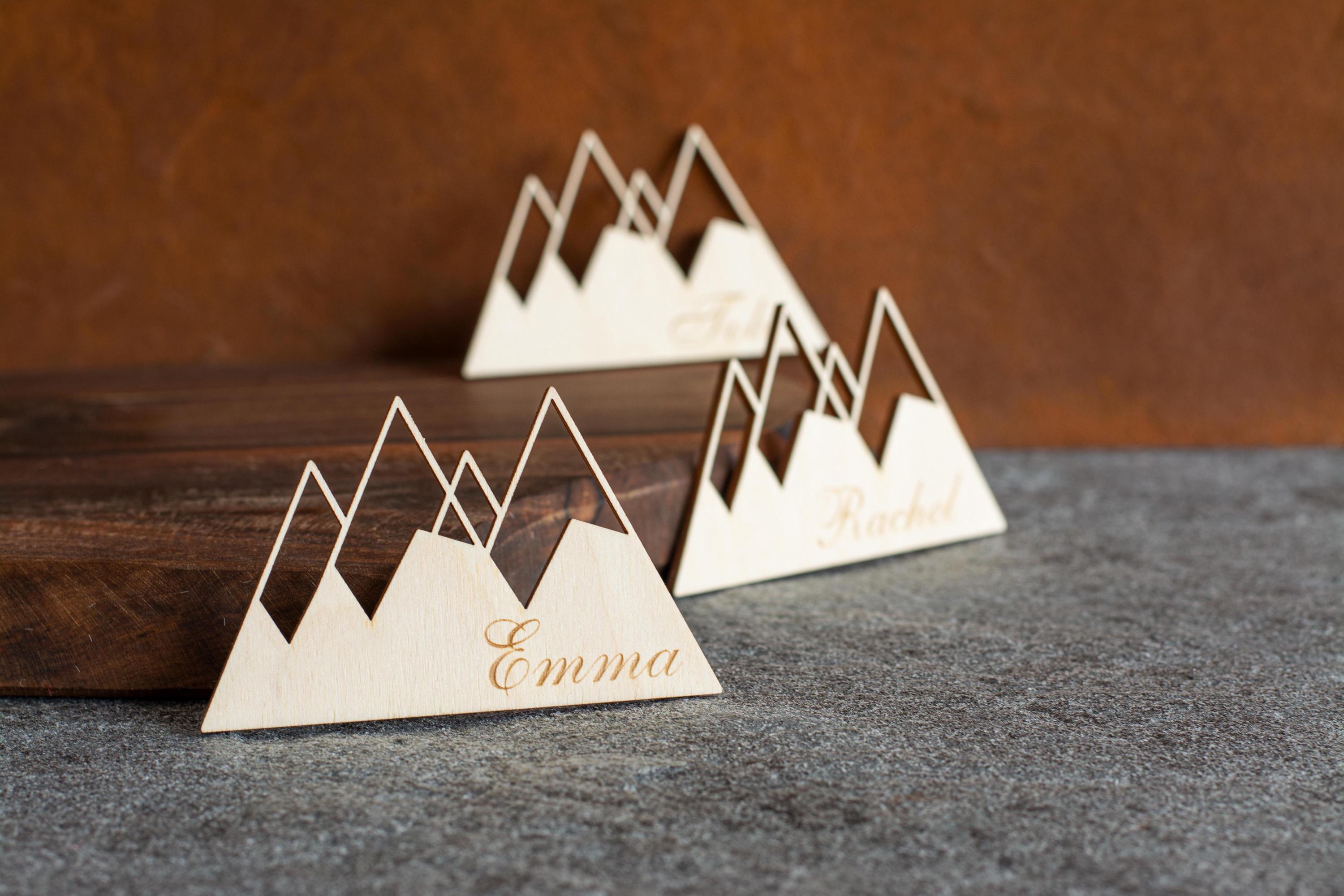 Rustic Wood Name Tags for Mountain Weddings - Personalized Place Cards ...