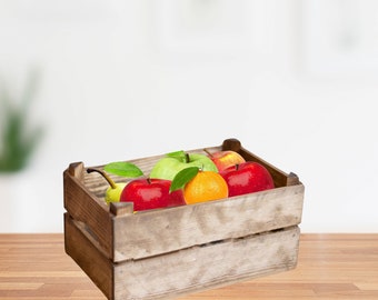 wooden crate, mail basket, farmhouse vegetable box, barn home decor