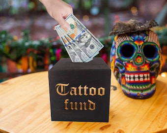 Tattoo fund, Tattoo Gift Box, Tattoo money box, Tattoo lover gift, Black piggy bank, Tattoo birthday gift