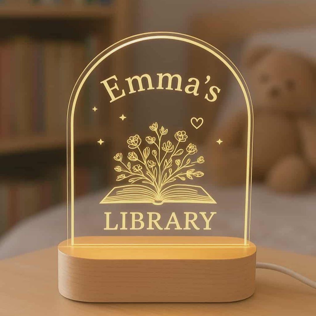 Personalized Library Led Light | Custom Bookshelf Lamp | Nightlight ...