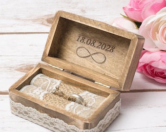 wedding ring bearer pillow, engagement ring holder box, wood ring box wedding ceremony