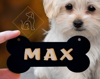 Pet Name Crate Decor, Custom Dog name, Wooden hanging Bone Sign,