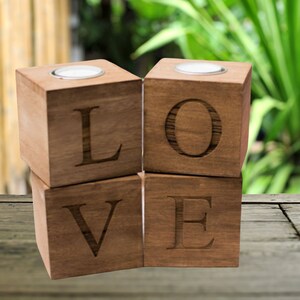 Love Wooden candle holder , candle holder, Tea lights holder