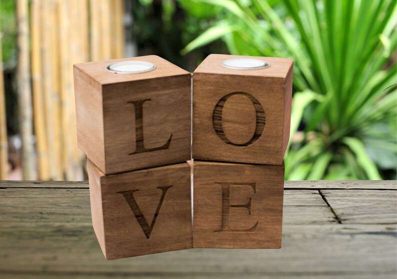 Love Wooden candle holder , candle holder, Tea lights holder