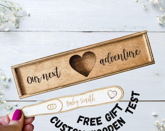 Engraved Pregnancy Announcement Box: Wooden Keepsake
