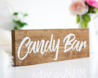 Plaque en bois pour barre chocolatée : décoration de table de desserts de mariage