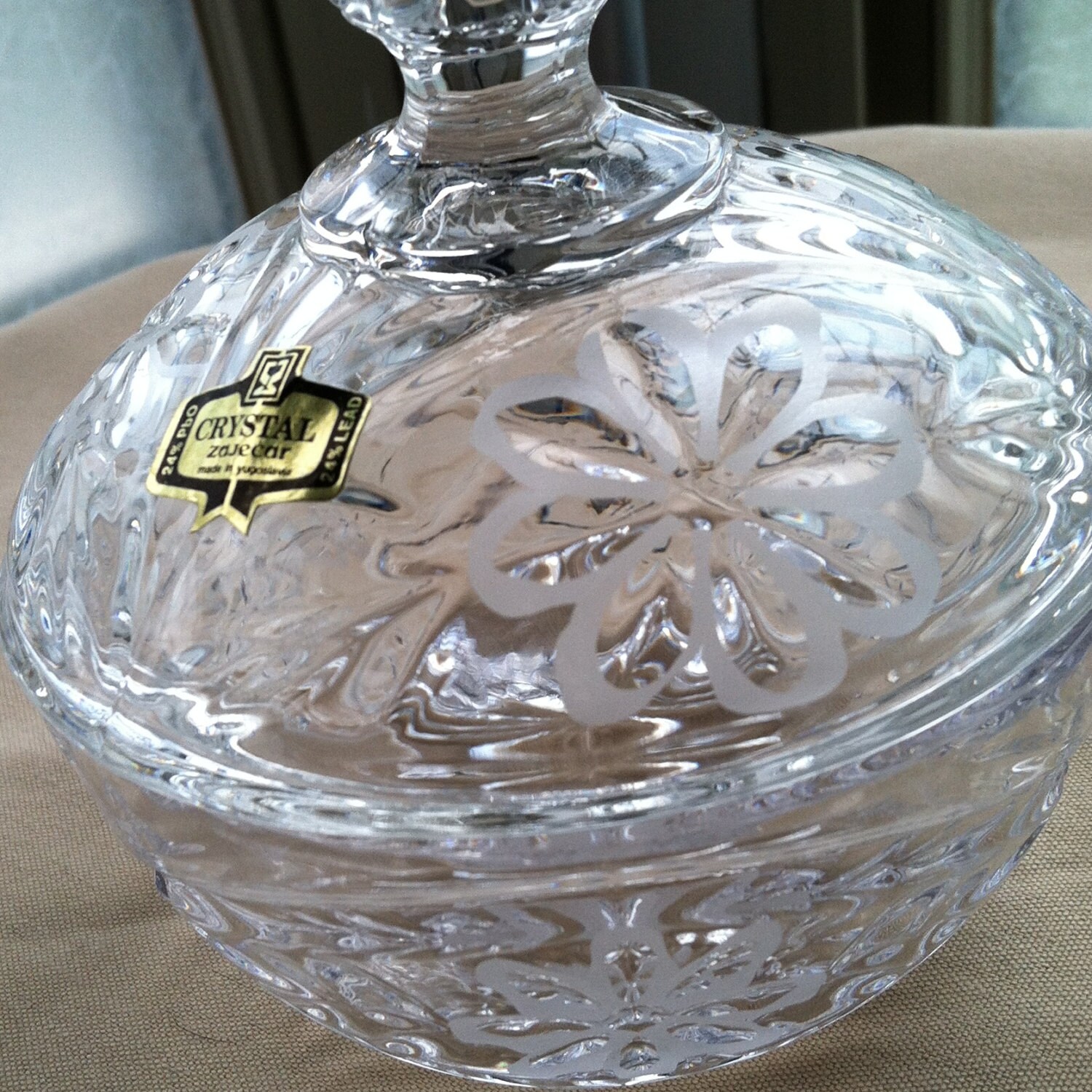 24 Lead Zajecar Crystal Covered Candy Dish Etsy