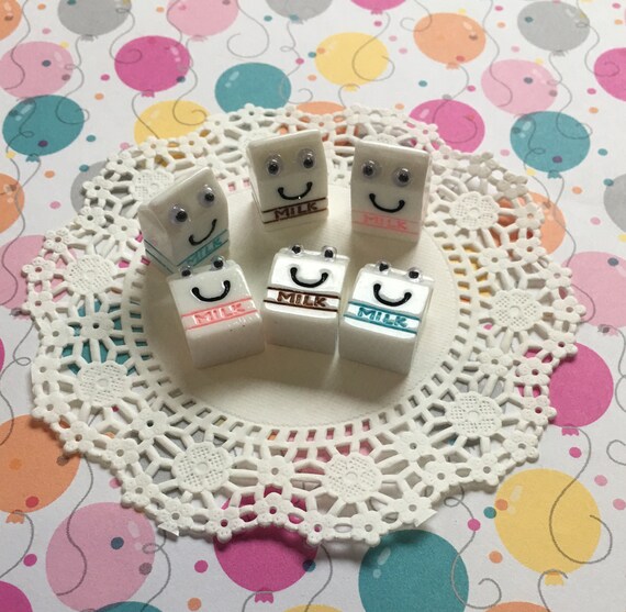 3pcs Mix Cute Milk Carton Resin Kawaii Pendant Charms Embellishments Fairy House