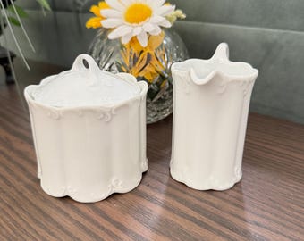 Rosenthal suikerpot en melkkannetje set | Monbijou wit | Klassieke rozencollectie | Rococo Revival