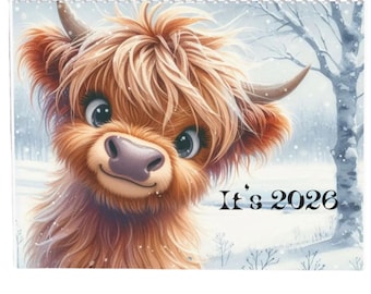 2026 Highland Cow Calendar: Quirky Watercolor Animal Art